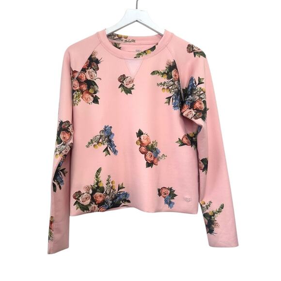 Albion Tops - Albion Fit Neo Cropped Sweater Pink Floral Long Sleeve Size Small